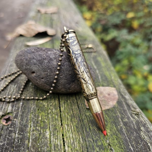 Acid Etched Deer Bullet Necklace - Image 3