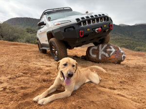 Jasper posting with Amerigun™ Jezebel on C.K. Rock (backway to Crown King)